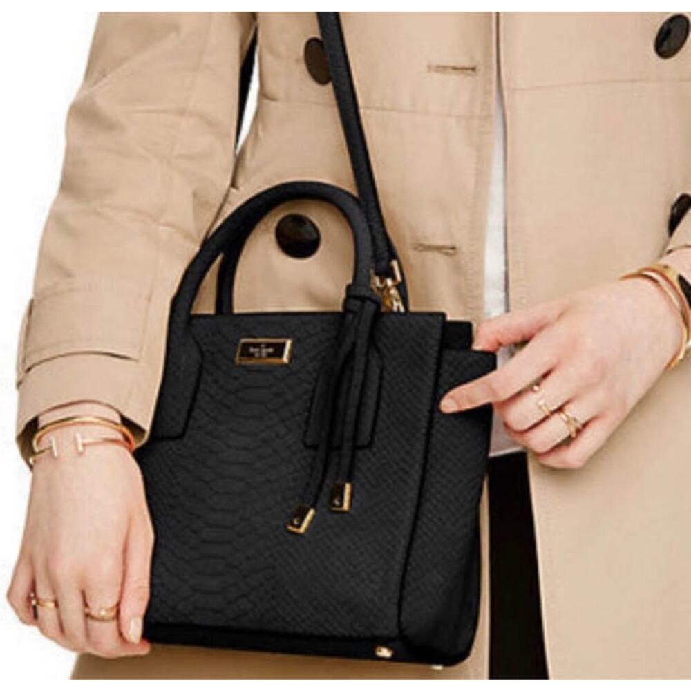 NWT Kate Spade Merriweather Black Snakeskin Embossed Handbag Crossbody